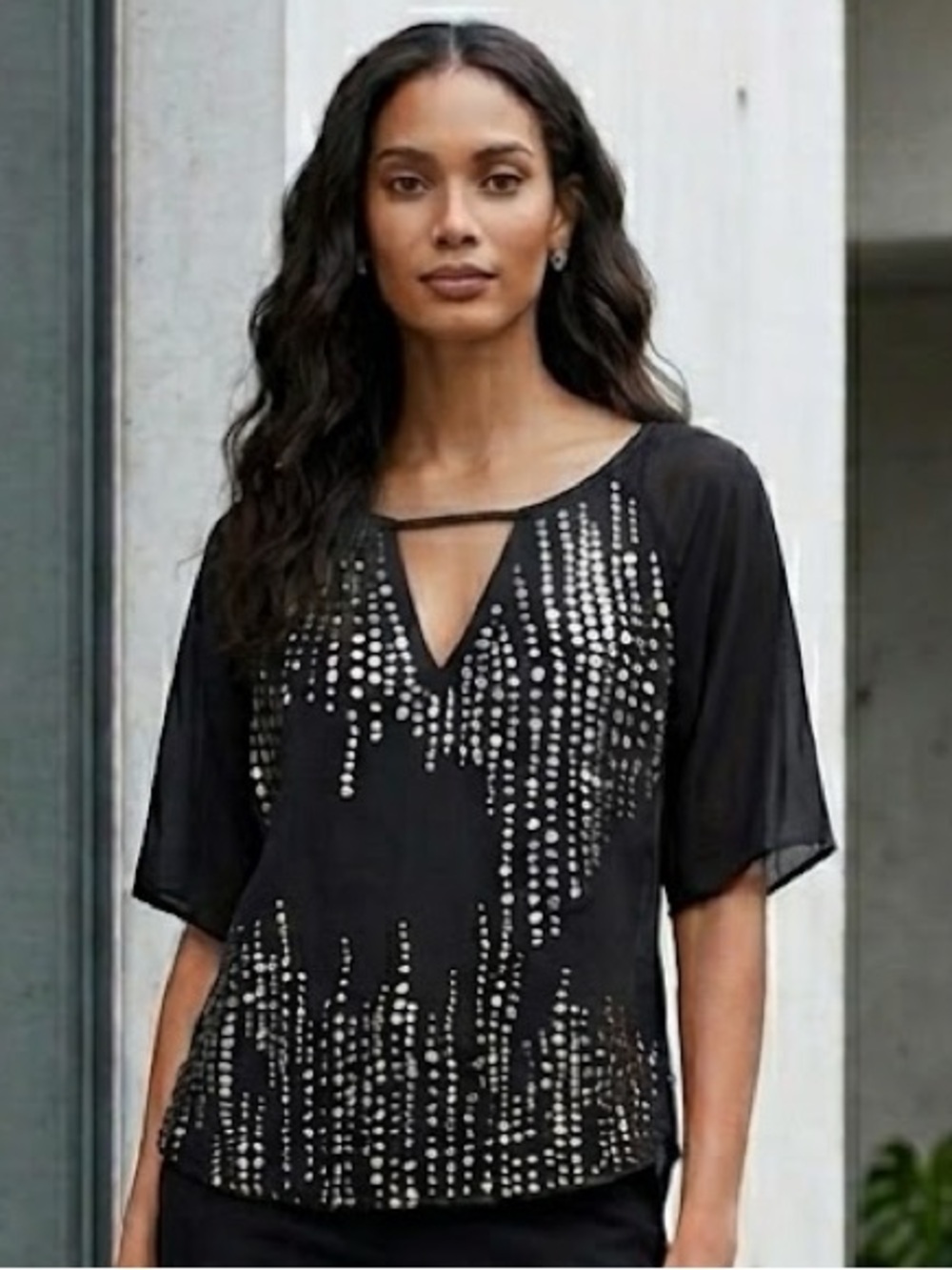Madison Marcus Silk Sequin Top